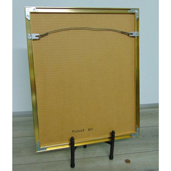 VTG Ted DeGrazia FRAMED Indian FLOWER BOY GIRL ART PRINT Yellow Hat 14x17" EUC - Picture 3 of 5